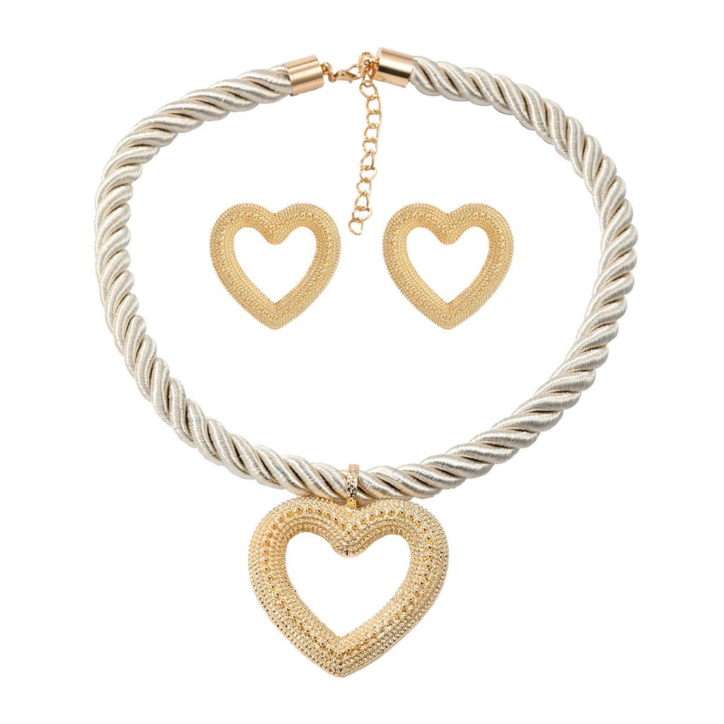 Heart Pendant Woven Twist Necklace for Women Jewelry Gift Holiday Party Wear Accessory
