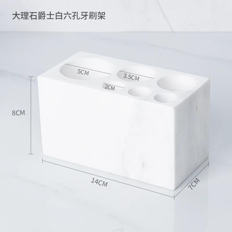 1pc Marble Toothbrush Holder Ornament Six Hole Toothbrush Holder Household Toothbrush Storage Rack Bathroom Accessories