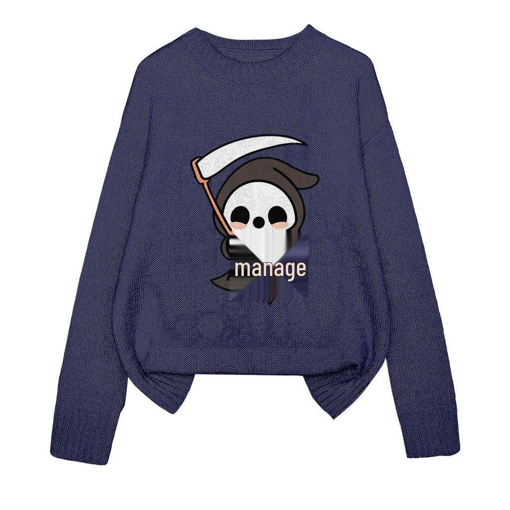 YZH-4 Halloween Printed Long Sleeve Autumn Pullover Sweater