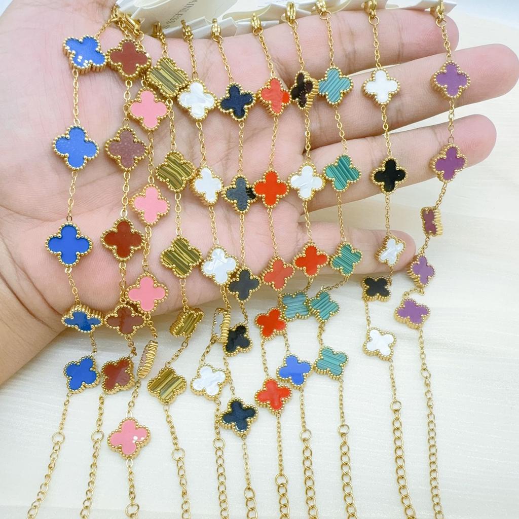 Fashion Titanium Steel Four-Leaf Clover Bracelet Women Do Not Lose Color Luxury High-Grade Hand Jewelry