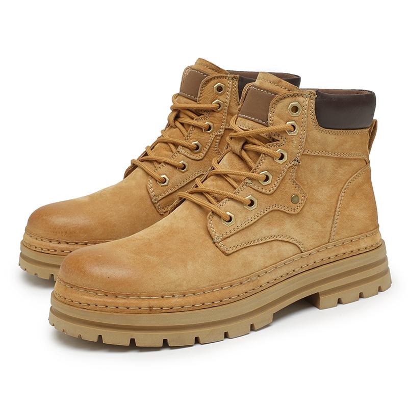 Genuine Leather Men Cowboy Boots 2024 New Non-Slip Top Quality Outdoor Sneakers Casual Natural Cow Leather Warm Men Winter Boots