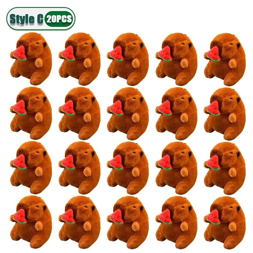 1-20PCS Cute Cartoon Capybara Pendant  Pull-out Fruit Kapybara Plush Keychain Cute Plush Doll Bag Hanging Ornament  Gift Pendant