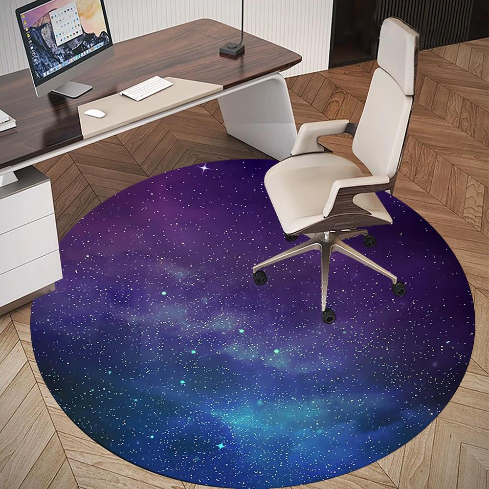 1pc Galaxy Nebula Round Chair Mat Area Rug - Non-Slip, Floor Mat for Office, Bedroom, Home Decor Christmas Gift P0811154