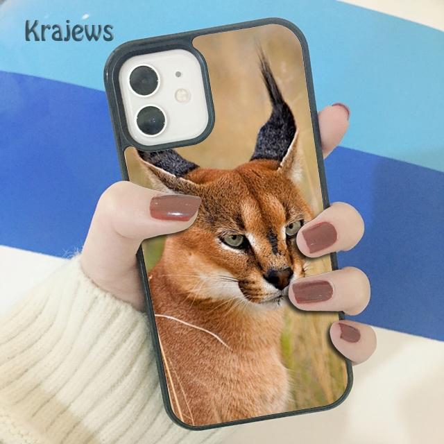 

Krajews African Lyn Caracal Big Cat Phone Case Cover For iPhone 17 Air 16 15 14 plus 11 12 13 pro ma coque Fundas iPhone 13