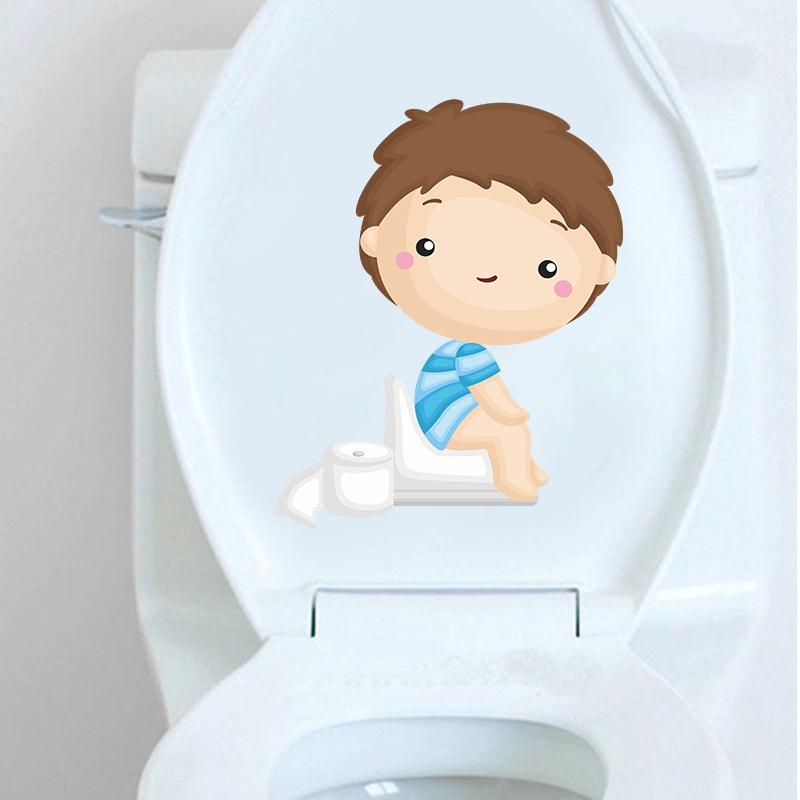 Cartoon Potty Training Boy Toilet Seat Sticker for Kindergarten Kids Room Removable Self-Adhesive Decal
