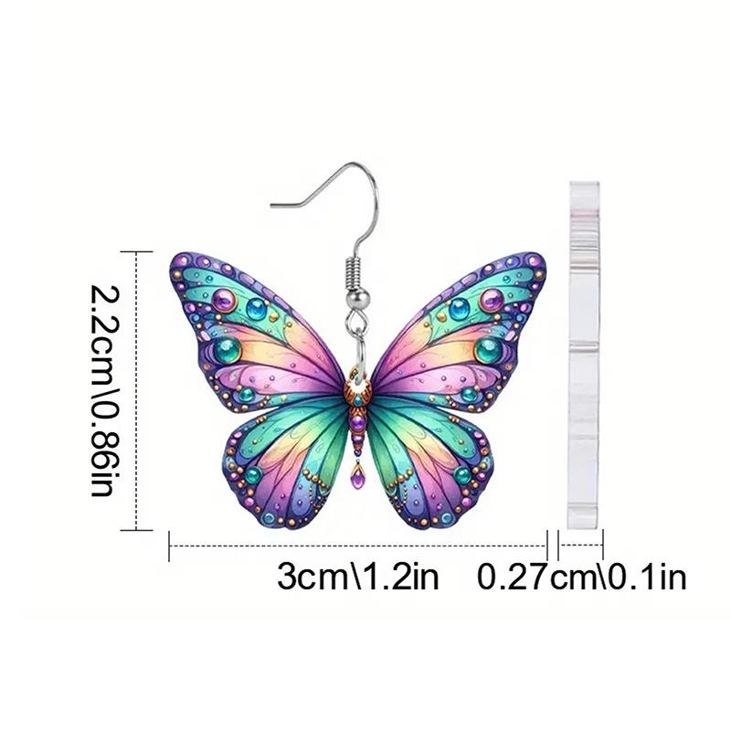 1 par avançado simples fresco temperamento acrílico plano personalizado borboleta pendurado brincos diy decoração