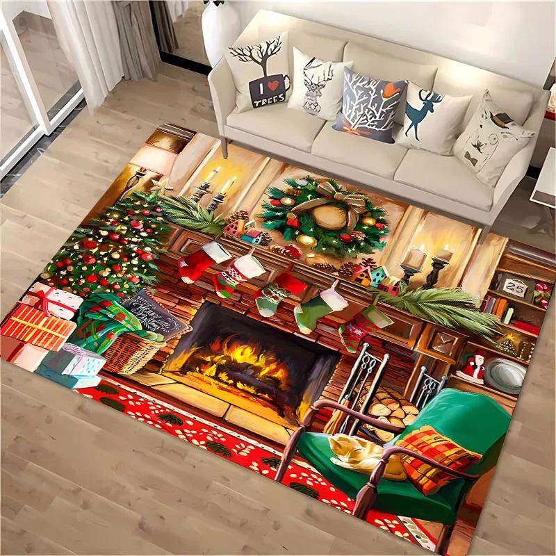 Warmful Christmas Dog Area Carpet, Rug for Living Room Bedroom Sofa Kitchen Doormat Decor,Kid's Non-slip Floor Mat New Year Gift