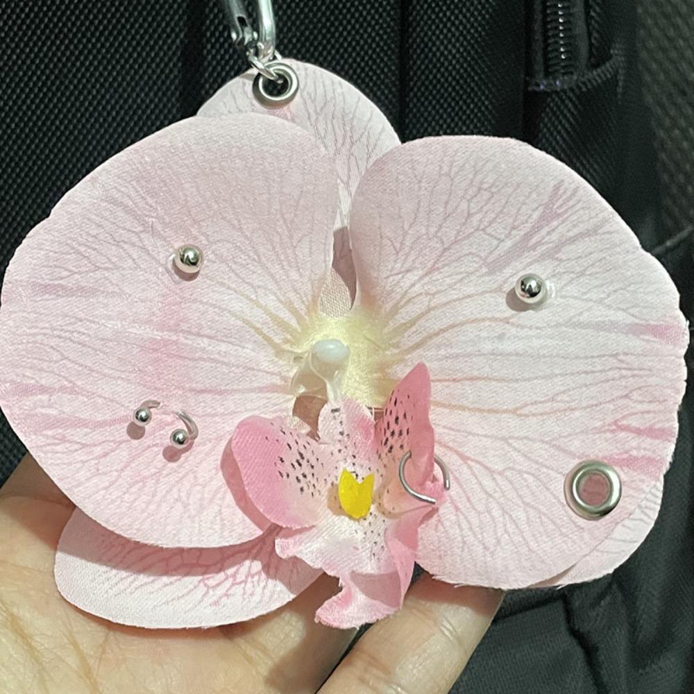 Dekorace na batoh Klíčenka s orchidejí Phalaenopsis Dárky Simulace Květinový přívěsek Taška