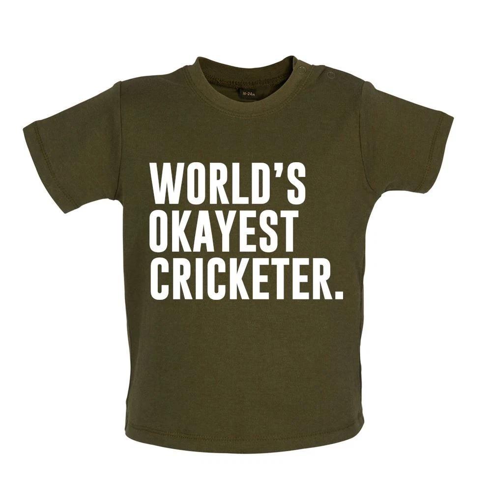 World s Okayest Cricketer - Baby Kids Boys Girls Unisex T-Shirt / Babygrow - Cricket Ashes England 140