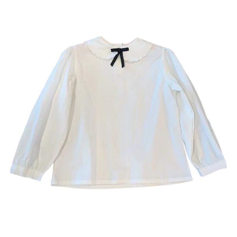 

Детская рубашка для девочек в студенческом стиле, рубашка с длинными рукавами и лацканами, детская одежда 140