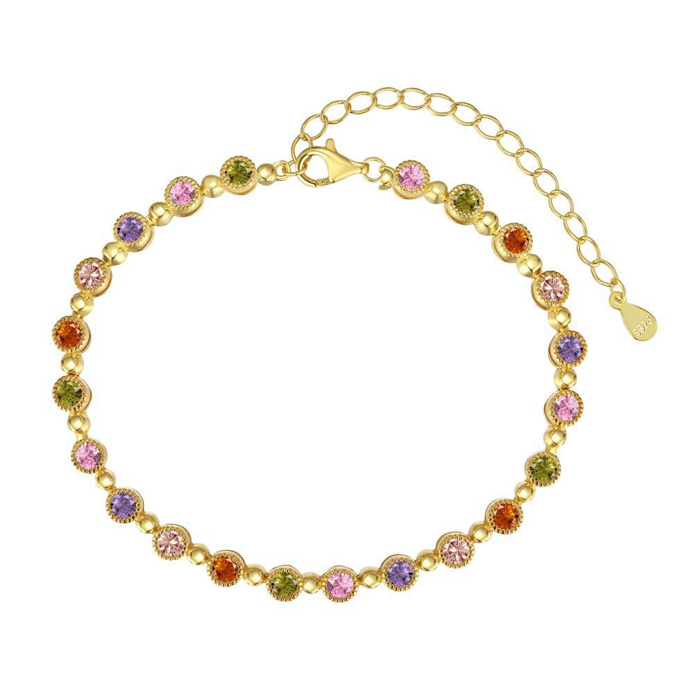 

Women s High-End S925 Sterling Silver Bracelet with Colorful Zircon Beads - Japanese & Korean Light Luxury Tennis Chain Bracelet 925 Silver