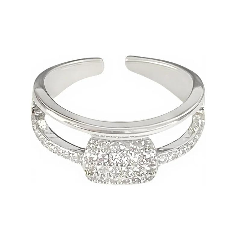 Day Cold Wind Zircon Light Luxury High Sense Open Ring Exquisite Geometric Personality Niche Ring Woman