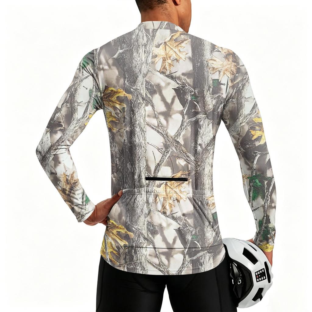 Herren Rundhals Langarm Radtrikot Atmungsaktiv Schnelltrocknend Reißverschluss Vorne Sportliches Shirt für Outdoor-Sportarten und Training
