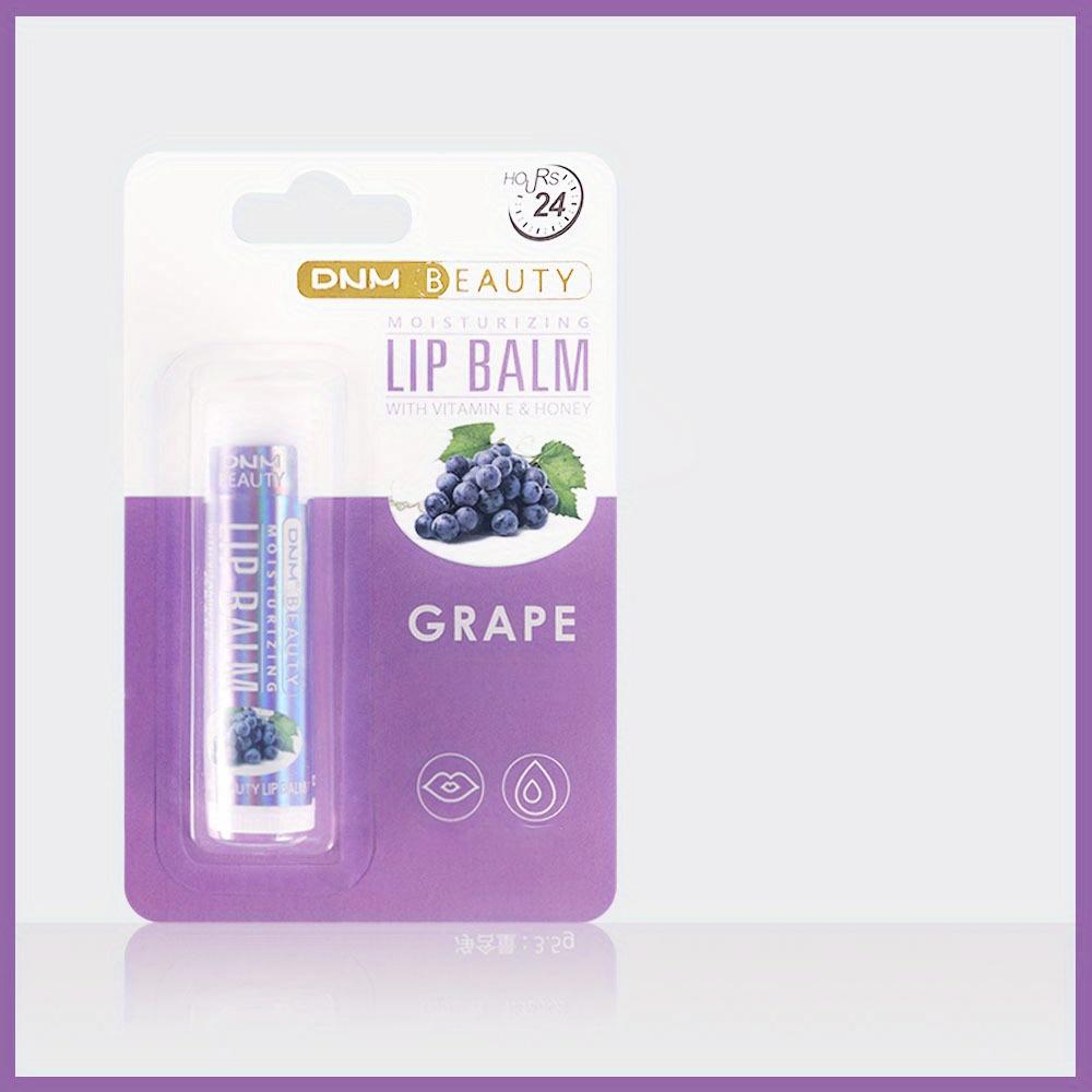 Fruit Flavor Lip Balm Set, Natural Finish, Alcohol-Free, All Skin Types, Unisex Adult, Gift Box with Coconut, Aloe, Strawberry, Lemon, Grape Flavors