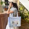 New Y2K Ribbon Bow Japanese Ita Shoulder Bag Cute Girl Transparent Pocket Large Capacity Crossbody Tote Bag DIY Display Handbags