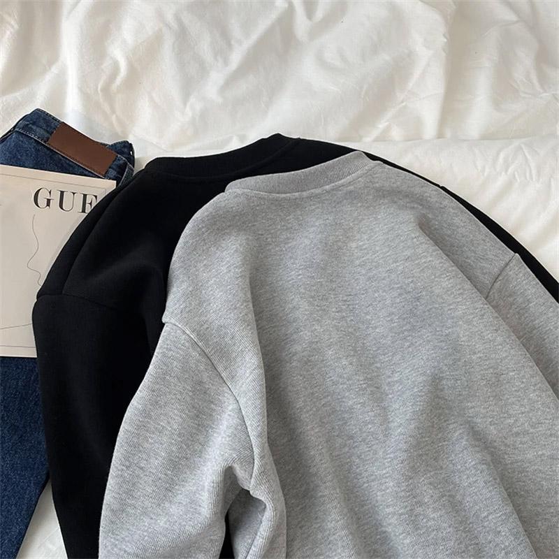 Plus Size Coat Women FleeceWinter Thickened Loose-Fit Round Neck Button-Up Casual Cardigan Sweatshirt for Women