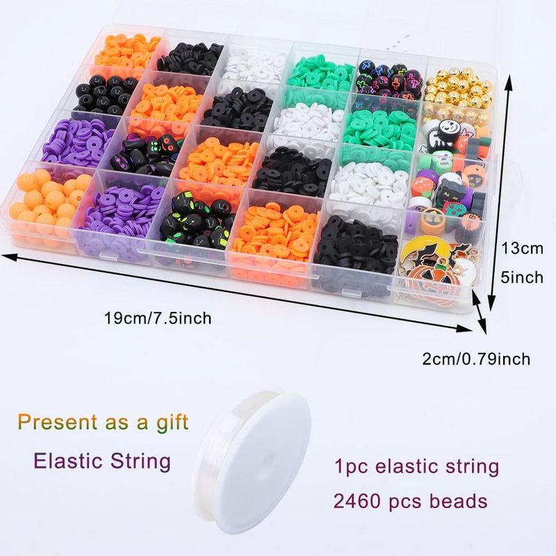 Halloween Clay Beads Kit Friendship Bracelet Making Kit with Charms and Gold Spacer Beads for Jewelry Making DIY Halloween Gift