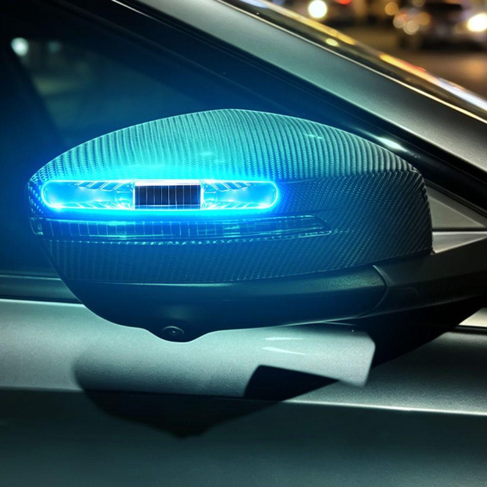 1pc Solar Powered Car Anti-collision Warning Light Door Handle Protector Car Decorations