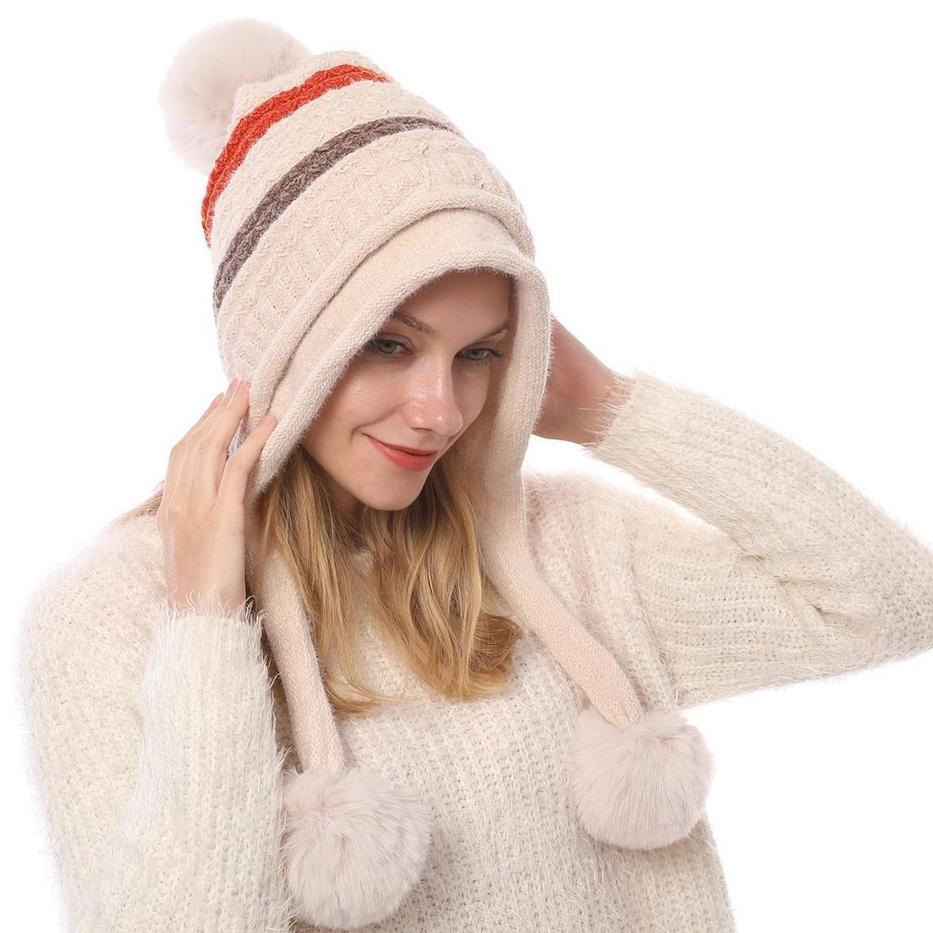 Woolen Hat New Autumn and Winter Women's Velvet Thickened Warmth and Coldproof Ear Protection Chenille Soft Knitted Hat
