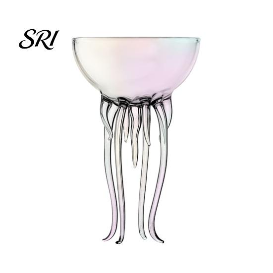 Bar Party Glassware Octopus Tentacle Wine Goblets, Jellyfish Shape Cocktail Glass, Artistic Stemware for Beverage Drinking Glasses Wine, Cool