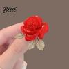 Decorative Brooch Accessory Alloy Pin Rose Flower Shape Shiny Rhinestones