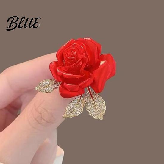 Decorative Brooch Accessory Alloy Pin Rose Flower Shape Shiny Rhinestones