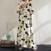 Summer Cotton and Linen Printed Loose and Simple Long Skirt, Women's Skirt Thin