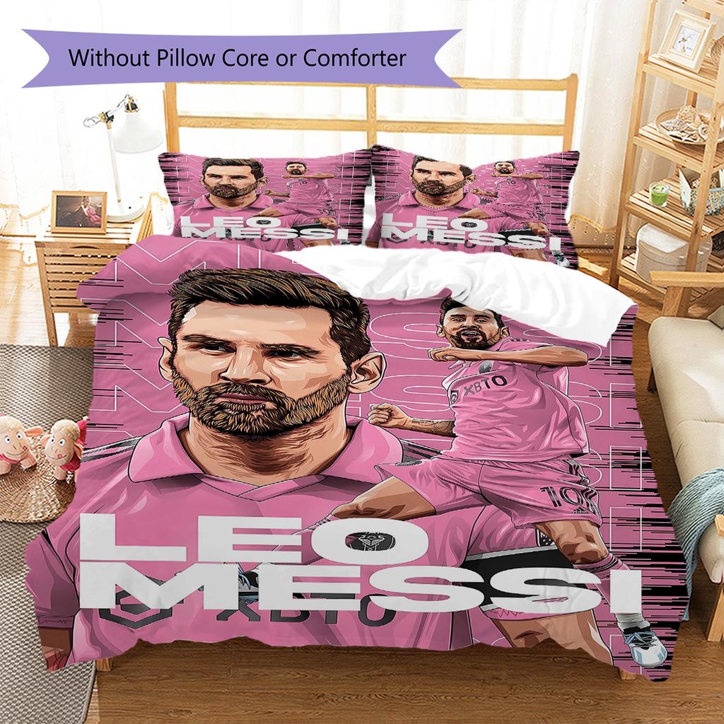 Messi Pattern Bedding,Quilt Set Quilt Cover Pillowcase Home Birthday Gift (1 * duvet cover + 2 * pillowcase, without core)