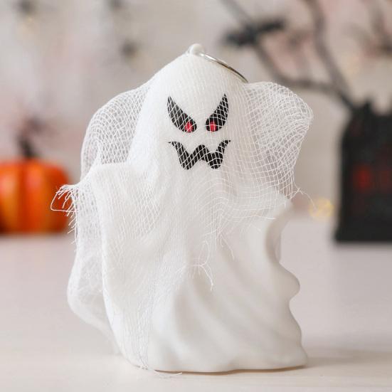 Svítící ozdoba duch Halloween duch světlo závěsná dekorace duch s gázou na krbovou římsu stůl zeď hororově tematické party potřeby