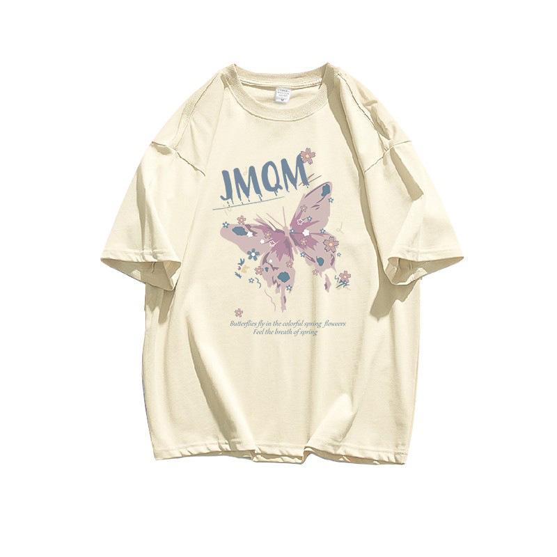European large-size cotton short-sleeved t-shirt women's grape purple summer new fashion loose and thin design top tide