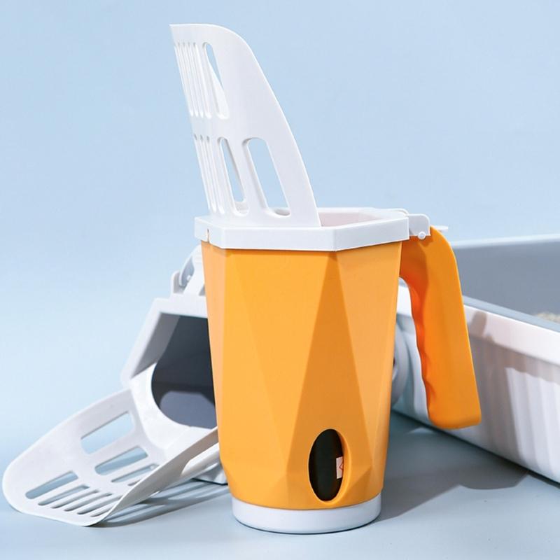 Cats Cleaning Scoop Litter Scoop with Stand Holder 2-in-1 Cats Litter Scooper Litter Shovel with Garbage Container