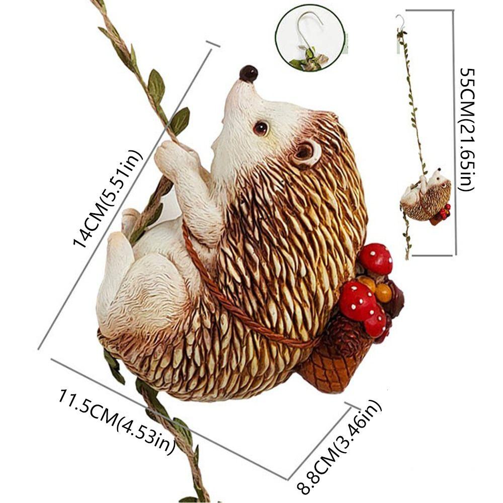 Resin Climbing Hedgehog Ornament Handmade Landscape Animals Decoration Garden Courtyard Balcony