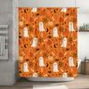 Halloween Ghosts Spider Web Pumpkin Candy Halloween Shower Curtain Home Decor Waterproof Bat Red Leaf Cartoon Orange Print Bathr
