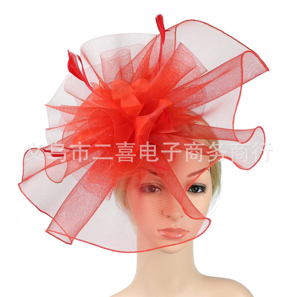 Fashion European and American Party Banquet Top Hat Mesh Cover Ball Headgear Boutique Hair Accessories Veil Wholesale