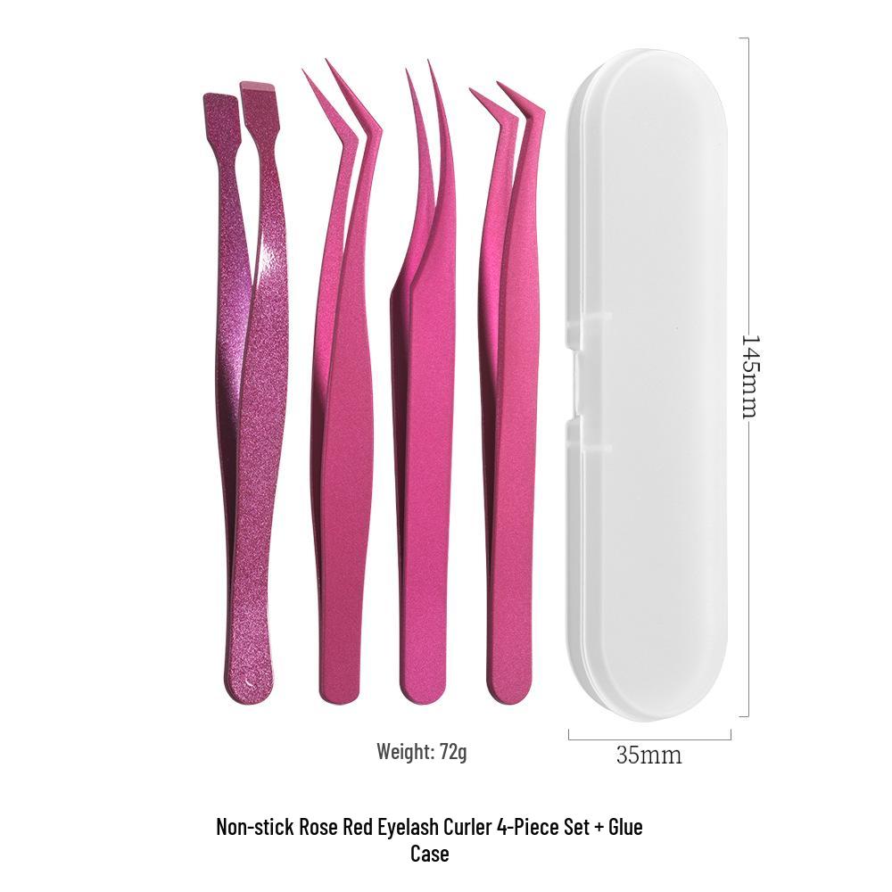 Non-stick Tweezers for False Eyelashes - Beginner & Professional Lash Artist Tool, Golden Feather Clip