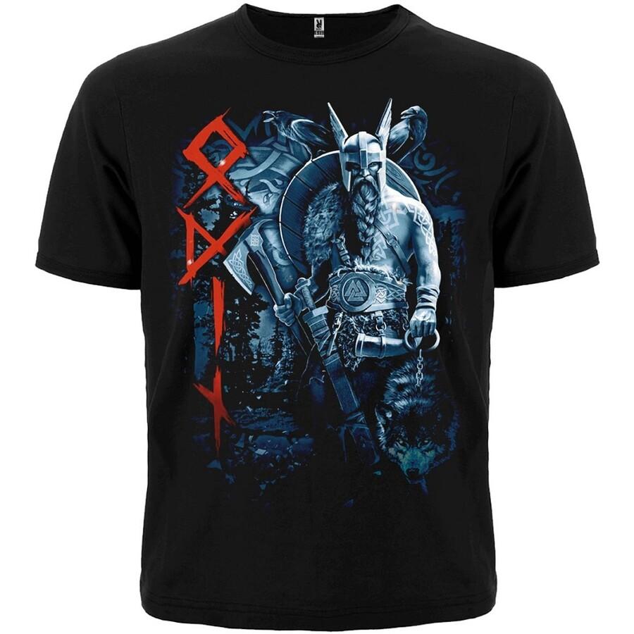 Викинг Один Рунический Круг Черная Футболка Amon Amarth Bathory Унисекс Футболка XXXXL