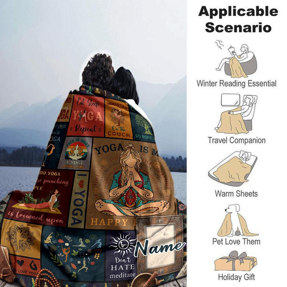 Yoga Theme Customize Your Name Home Blanket S Comfortable Soft Lightweight Allseason Multipurpose Blanket For Picnics Couches Offices Beds Living