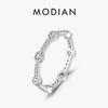 MODIAN Stackable Rings 925 Sterling Silver Fashion Sparkling Round Clear CZ Eternity Band Rings For Women Fine Jewelry