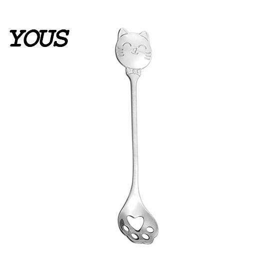 Cute Cat Paw Spoon Coffee Spoon, Stainless Steel Claw Teaspoon, Embossed Design Multi-Color Electroplated Stirring for Ice Cream Yogurt