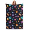 Flannel Throw Blanket Solar System Space Planets Universe Warm Plush Blankets Soft Bedspread for Bed Living Room Home Picnic