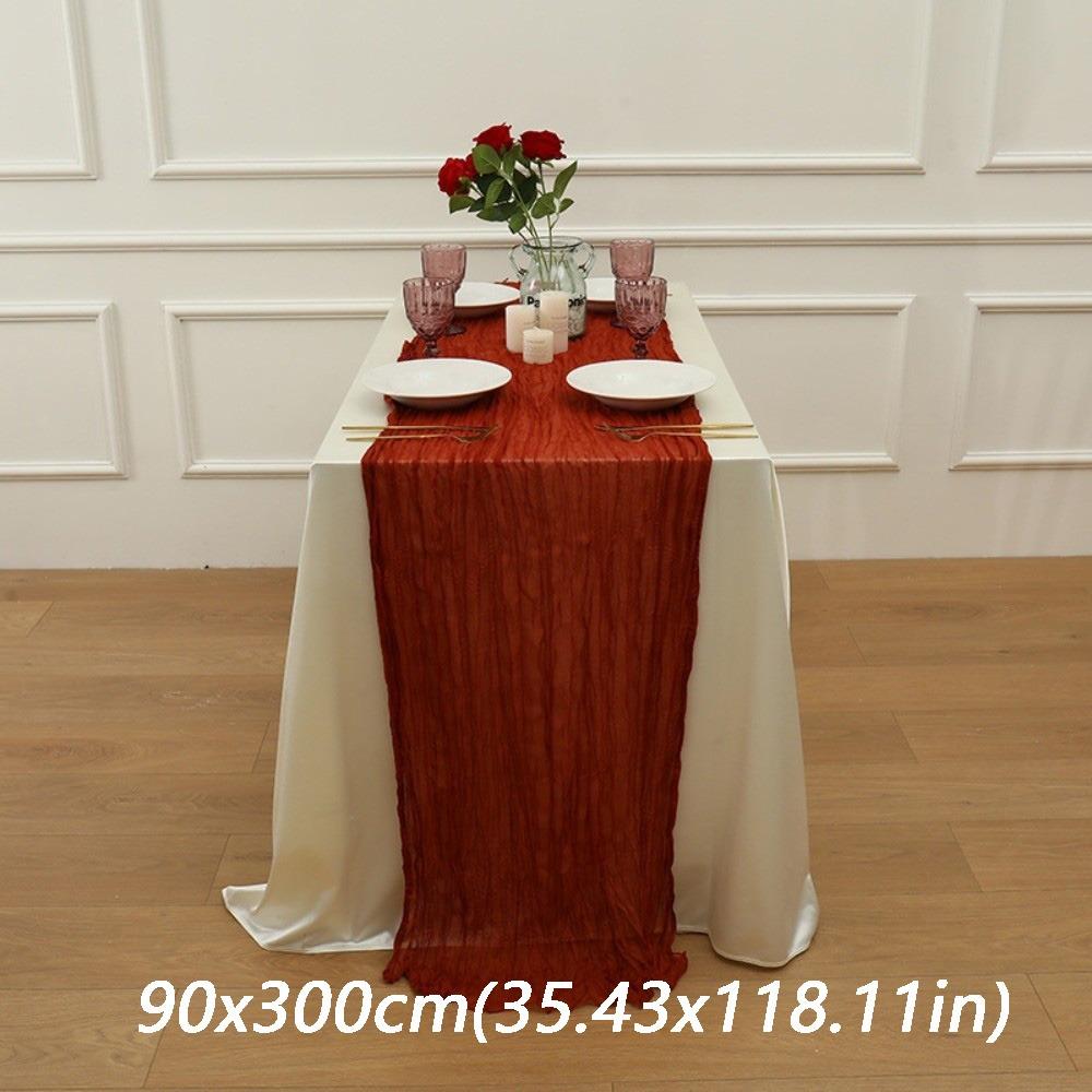Semi-Sheer Cheese Cloth Table Runner Boho Rustic Elegant Tulle Balinese Pleated Tablecloth DIY Gauze Table Runner
