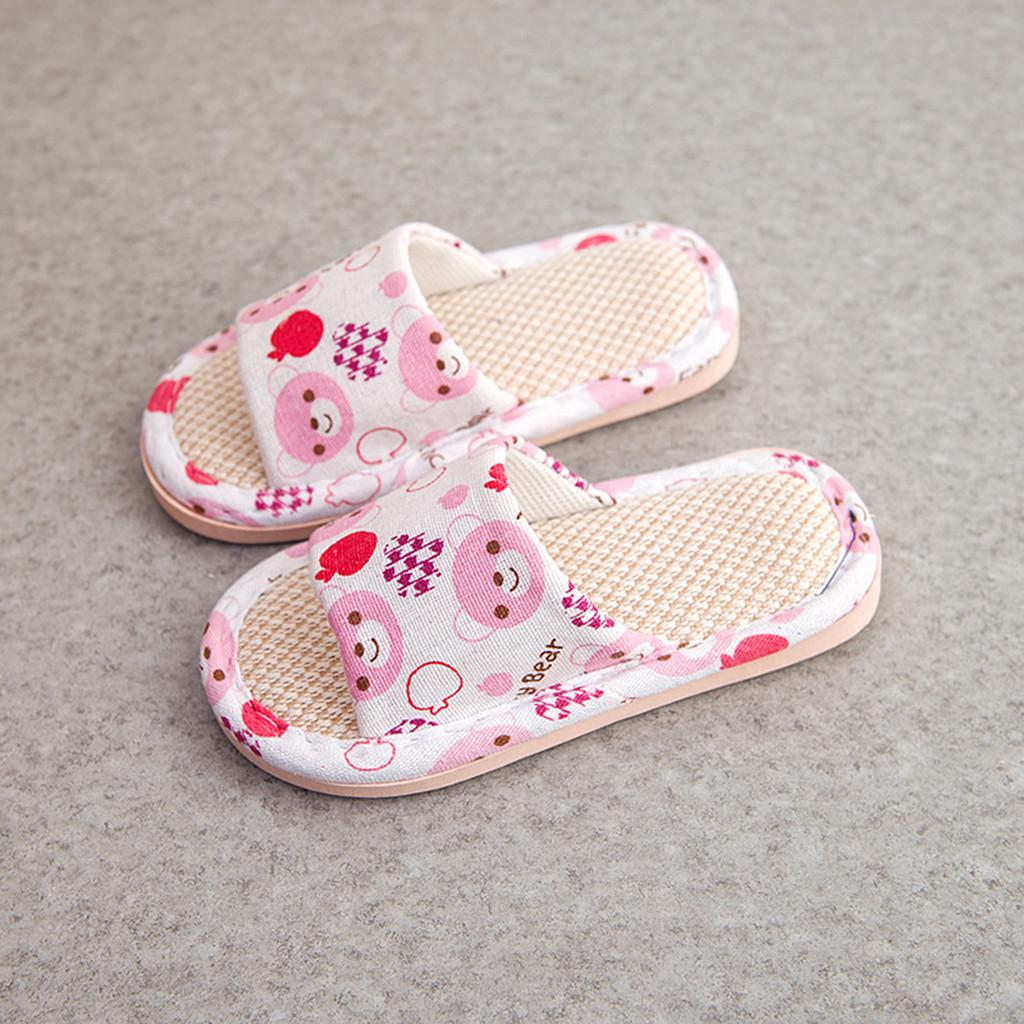 

Льняные тапочки унисекс для маленьких мальчиков и девочек, дышащая обувь 26-27 розовый