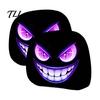 Novelty Auto Decorations 2Pcs Spooky Car Headrest Covers, Cartoon Evil Face Seat Breathable Interior Protectors, Elastic Protectors for
