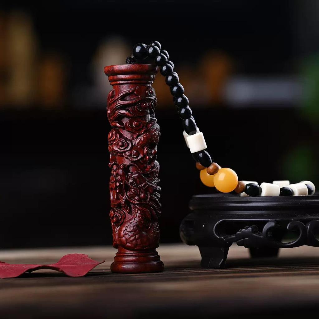 Sandalwood Pixiu Handheld Carved Pendant Ornament - Douyin Craft Gift