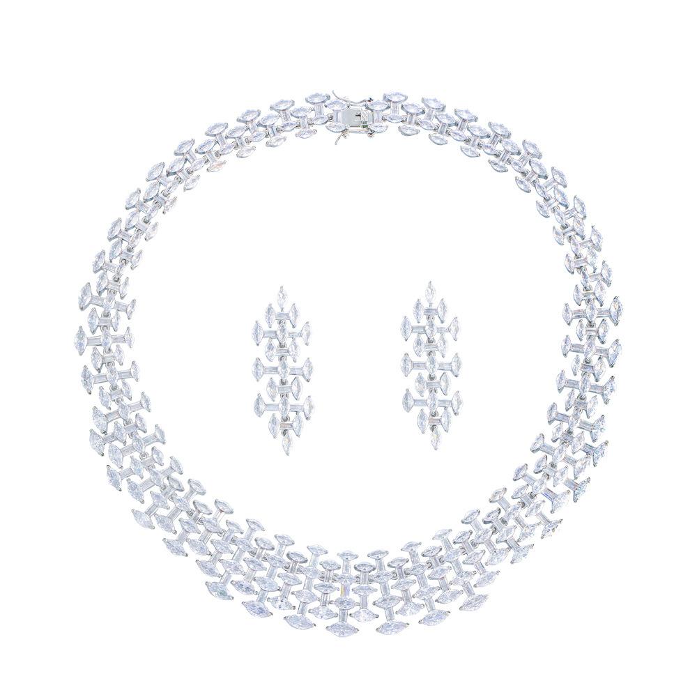 French Luxury Full Diamond Necklace Necklace Generous Dinner Dress Zircon Accessory Set Chain Necklace Earrings Set