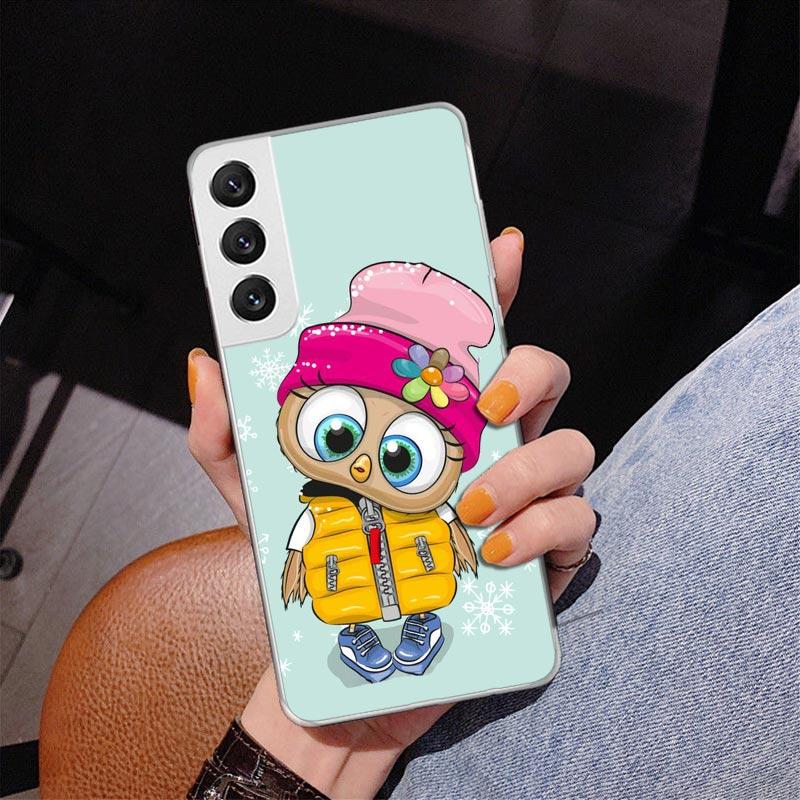 Cute Owl Hearts Lover Phnoe Case for Samsung Galaxy S26 S25 Edge S23 S24 Ultra S22 Plus S21 S20 FE Unique Cover Soft Coque Galax