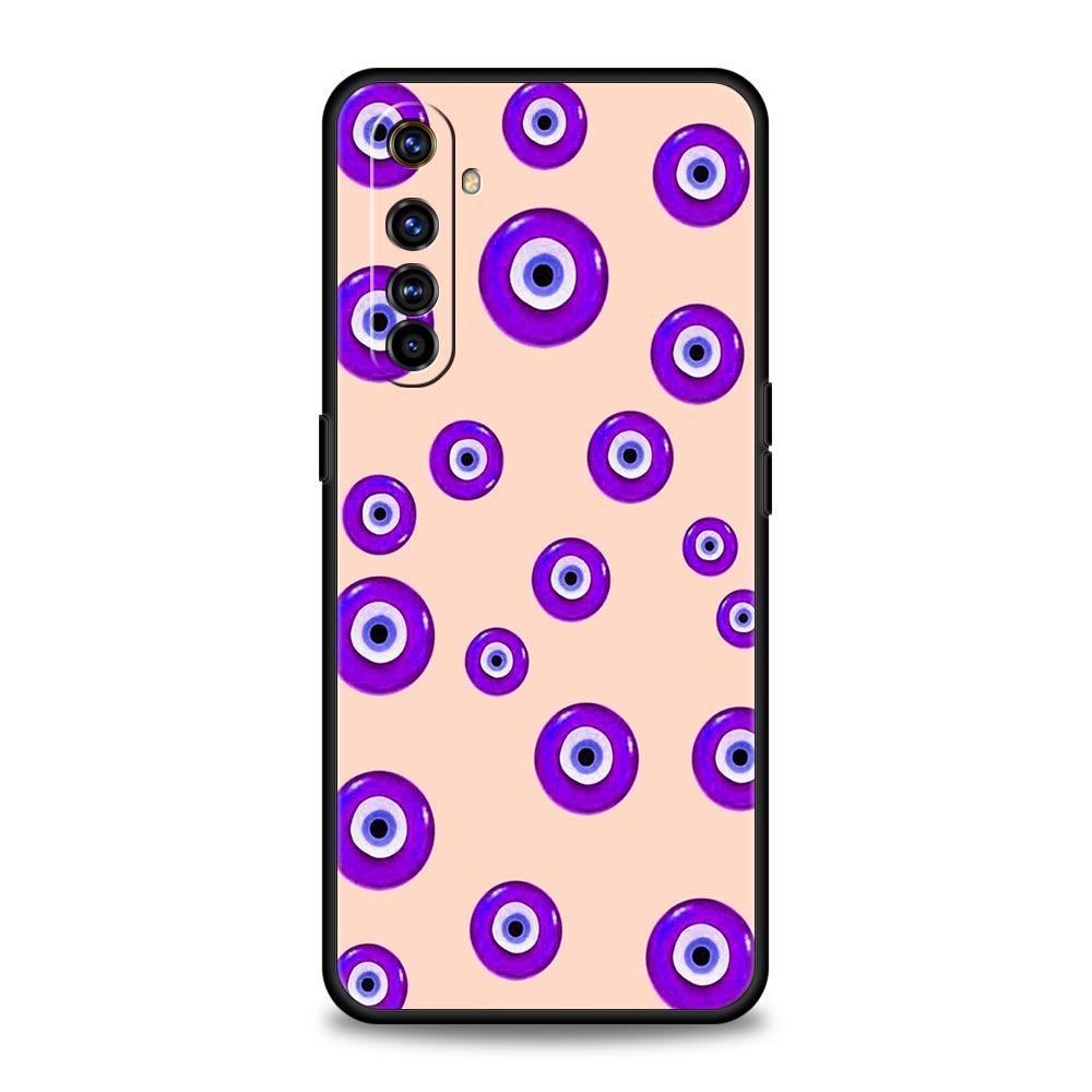Lucky Eye Blue Evil Eye Print Phone Case For Realme 10 9 8 5G 7 6 GT2 Pro Plus 9i 8i C21 C11 C25 C35 GT Neo 2 3 3T Black Cover