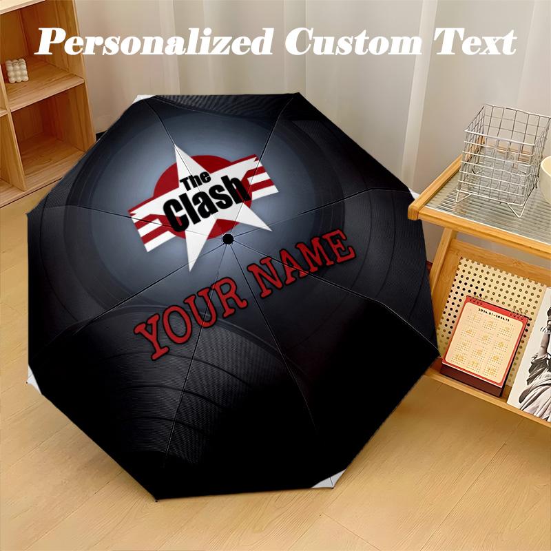 The Cure Automatic 8‑ribs Umbrella, Custom Name Text Personalized Folding Umbrella Rain Sun Gift