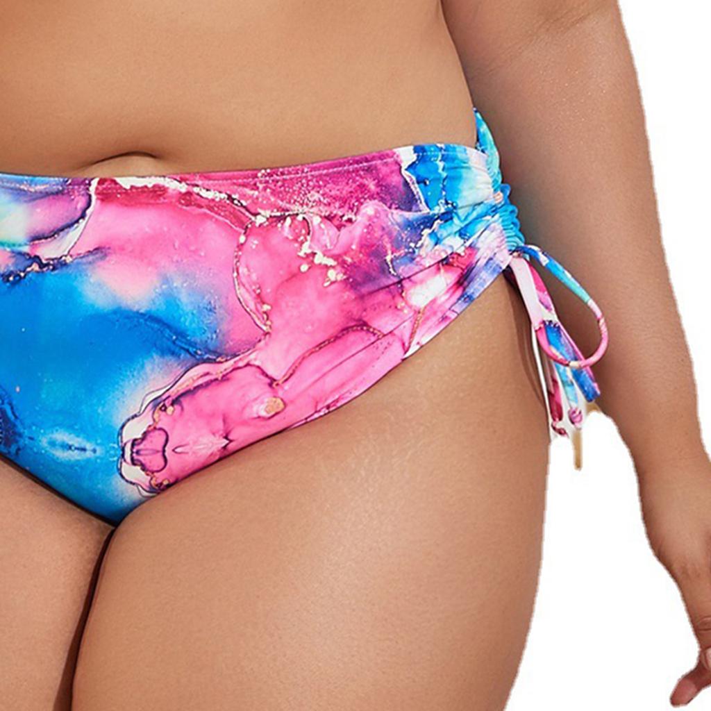 Női nagyméretű virágmintás magas derekú 2db/szett bikini állítható spagettipántos osztott fürdőruhaVakáció