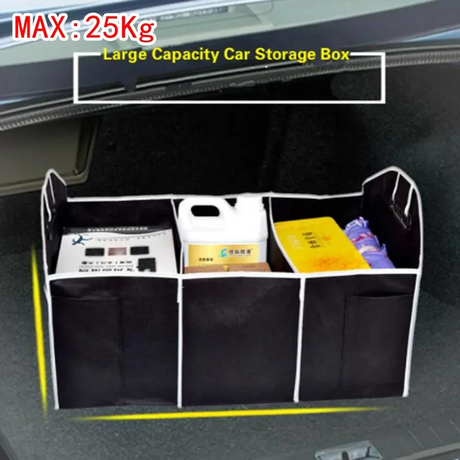 Universal car trunk organizer, portable, foldable, waterproof, automatic storage bag with 3 compartments